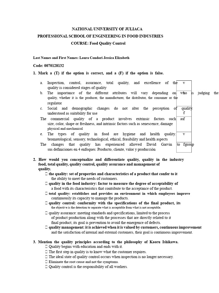 Food Quality Control Principles and Methods | PDF | Goal | Business
