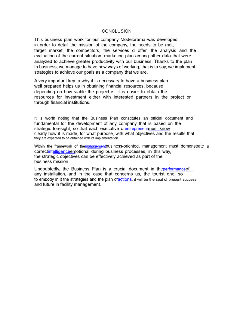 Business Plan Conclusion | PDF