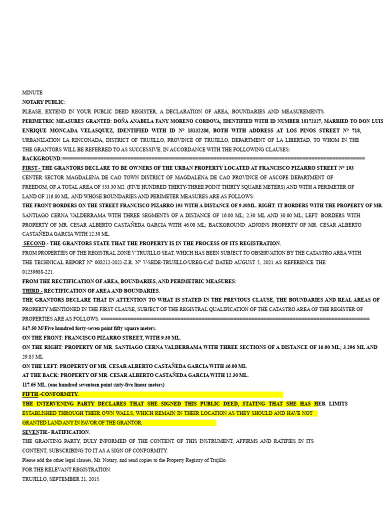 Minutes of Rectification of Areas and Boundaries and Perimetric ...