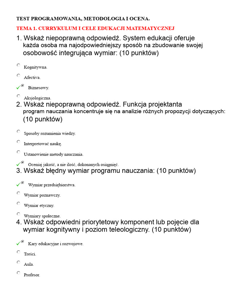Test Programowanie | PDF