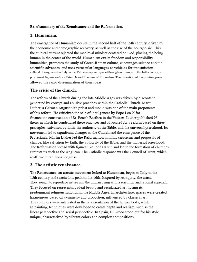 Renaissance and Reformation Overview | PDF | Renaissance | Protestantism