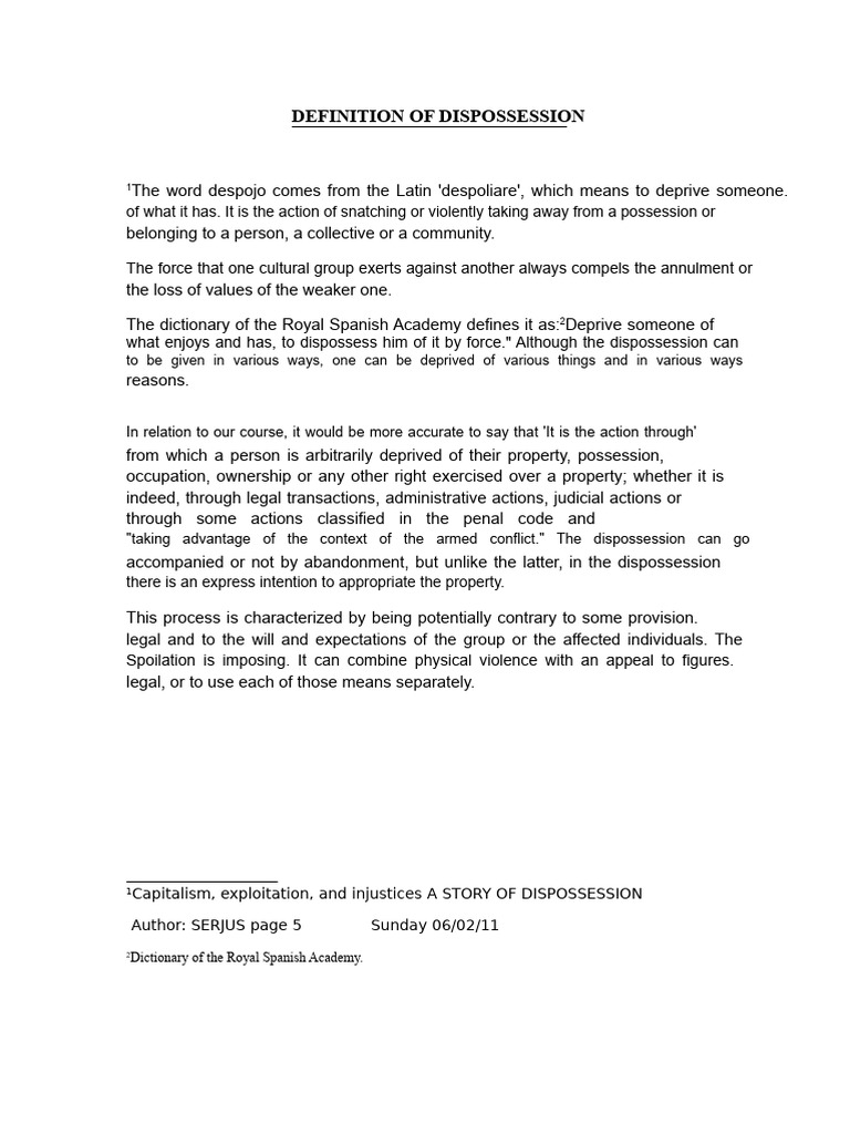 Understanding Dispossession and Its Impact | PDF | Indigenous Peoples ...