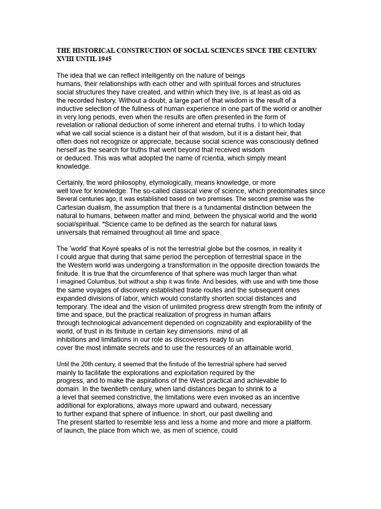 Evolution of Social Sciences (XVIII-1945) | PDF | Social Sciences | Science