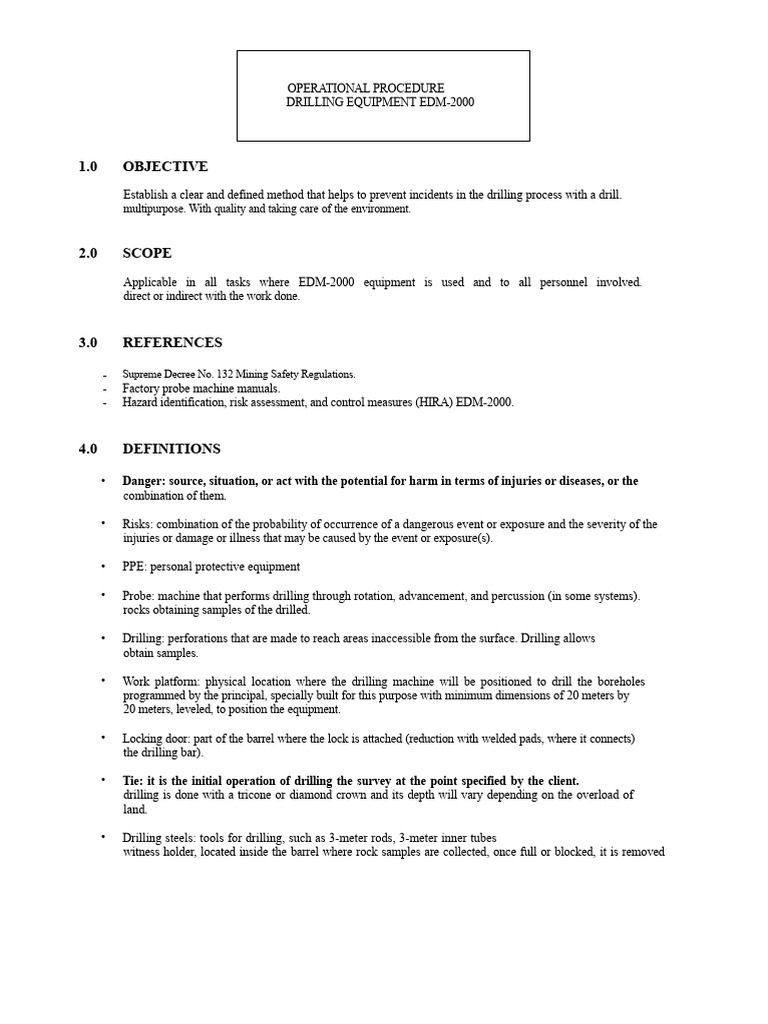 EDM-2000 Drilling Procedure Guide | PDF | Casing (Borehole) | Oil Well