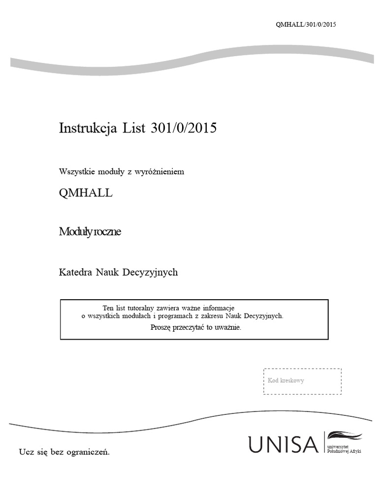 Instrukcja List 301/0/2015: Qmhall Moduły Roczne | PDF
