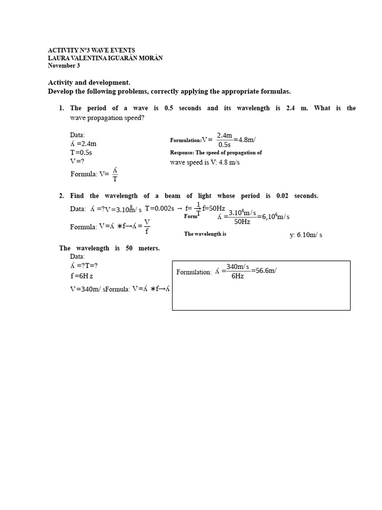 Wave Speed and Wavelength Calculations | PDF