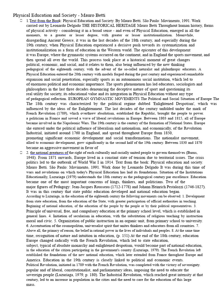 Evolution of Physical Education in Society | PDF | Nationalism ...