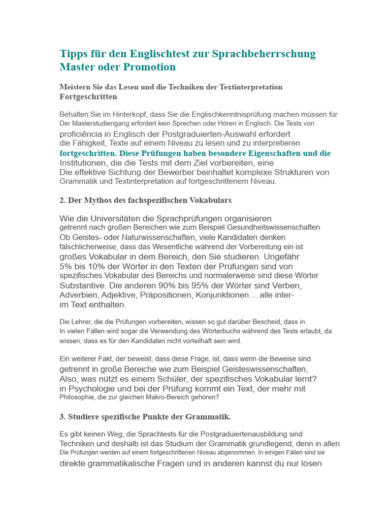 Englisch Sprachtest | PDF