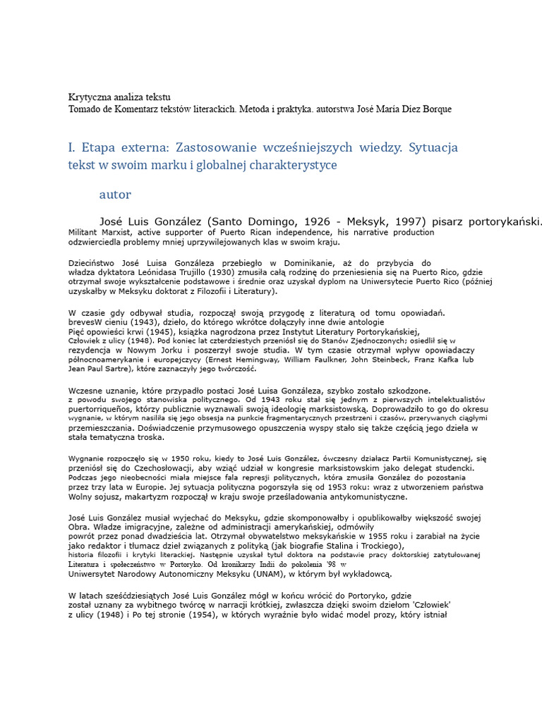 Noc, Kiedy Znów Staliśmy Się Ludźmi - Krytyczna Analiza Tekstu José L ...