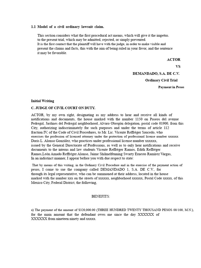 Civil Lawsuit for Debt Recovery | PDF | Lawsuit | Judiciaries