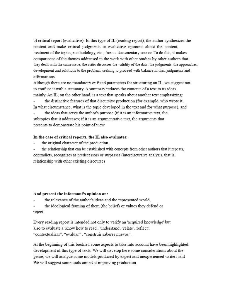 Critical Reading Report Guidelines | PDF | Knowledge | Framing (Social ...