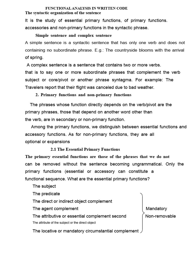 LINGUISTICS 2ND YEAR The Primary Accessory Functions | PDF | Verb | Phrase