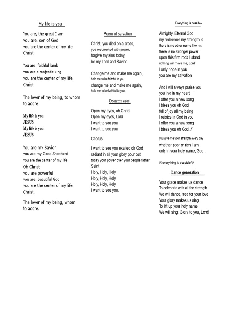 Sunday School Song Lyrics Collection | PDF | Glory (Religion) | God In ...