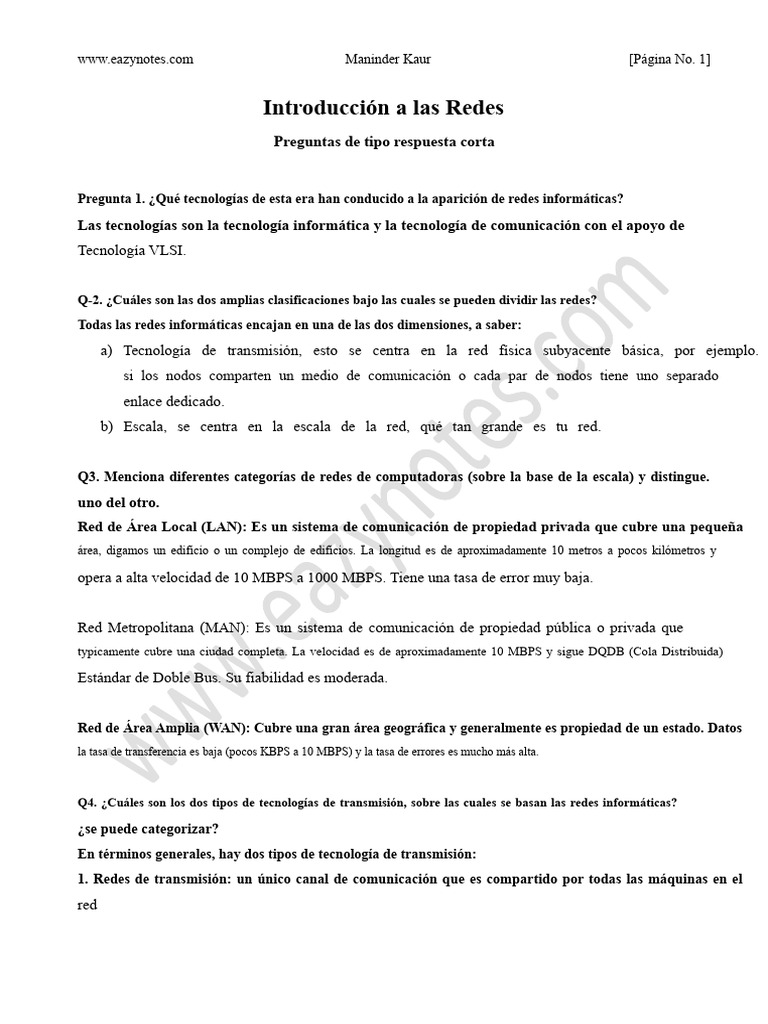 Introducción A Las Redes de Computadoras | PDF | Red de computadoras ...