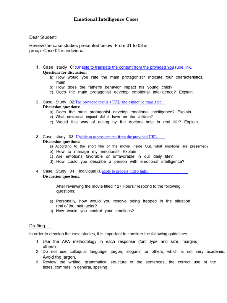 Emotional Intelligence Case Studies Guide | PDF