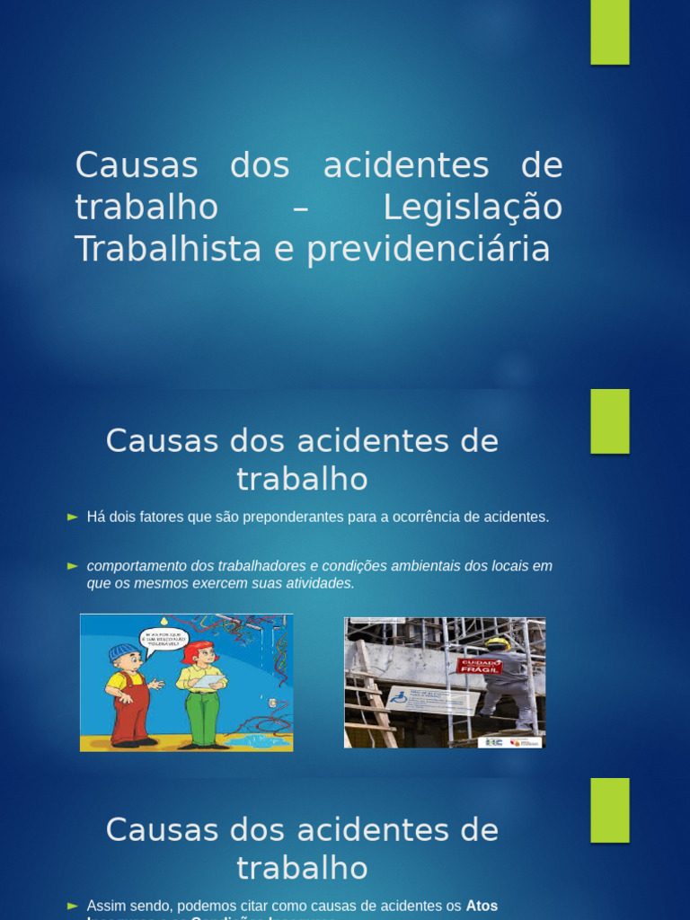 Causas Dos Acidentes de Trabalho - Legislação Trabalhista | PDF | Lei ...
