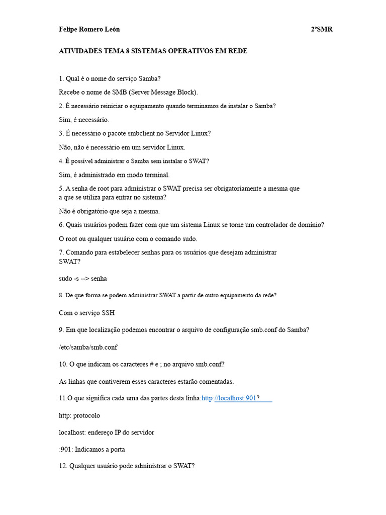 Guia Prático sobre Samba e SWAT no Linux | PDF | Rede de computadores ...