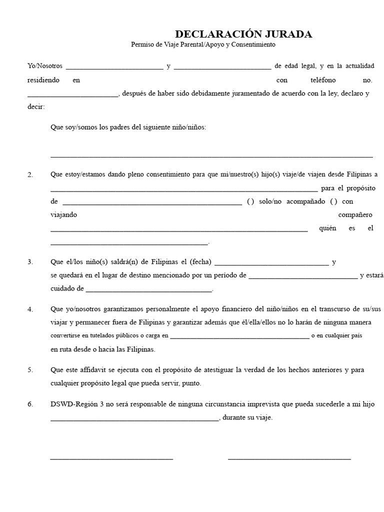 Permiso de Viaje Parental en Filipinas | PDF