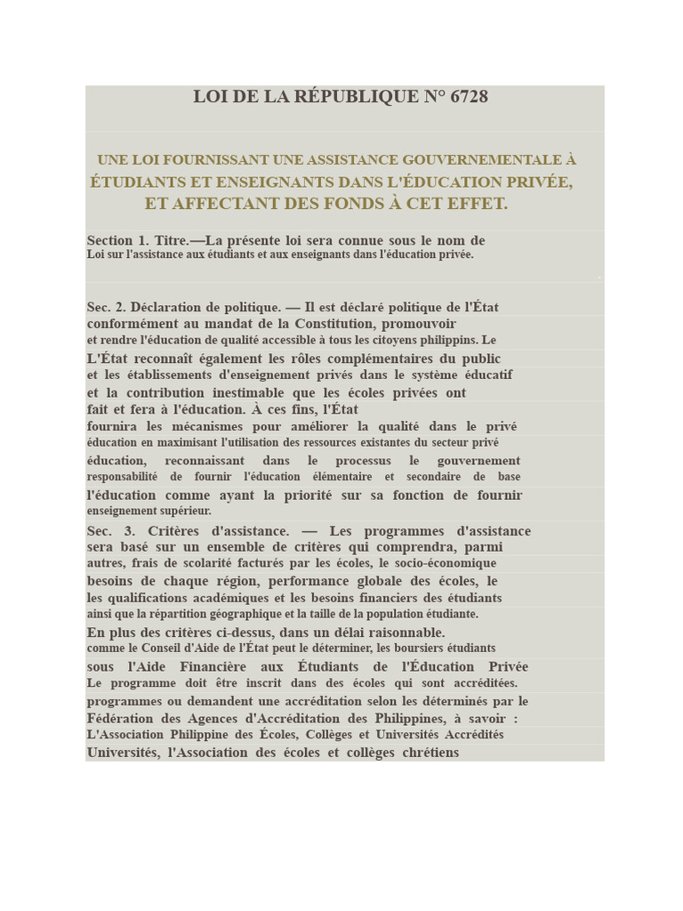 Assistance gouvernementale éducation privée | PDF | Enseignement ...