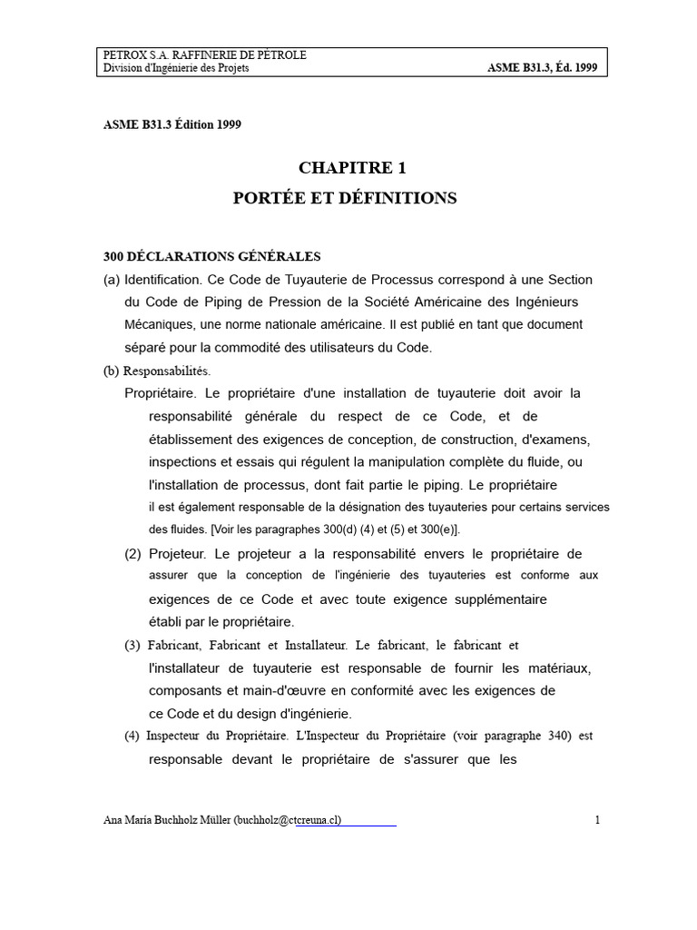 ASME B31.3: Code de Tuyauterie 1999 | PDF | Soudage | Construction