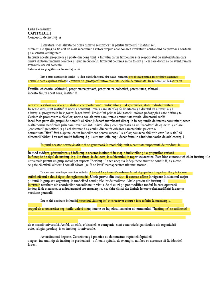 Lidia Fernandez Capitolul 1 Conceptul de Instituție Compres | PDF