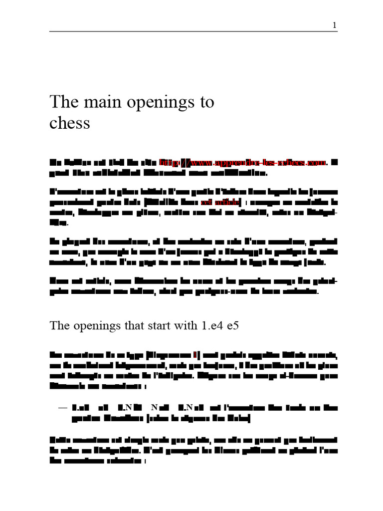 Key Chess Openings Explained | PDF | Chess Openings | Board Games