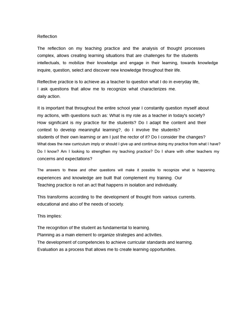 Reflective Teaching Practice Insights | PDF