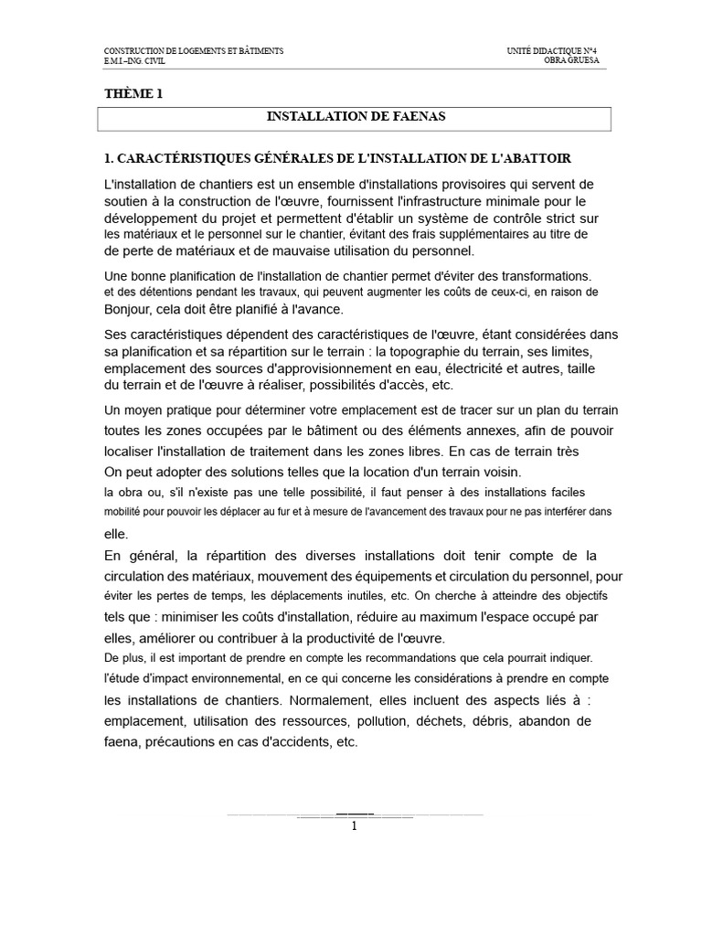Installation de Chantier : Guide Complet | PDF
