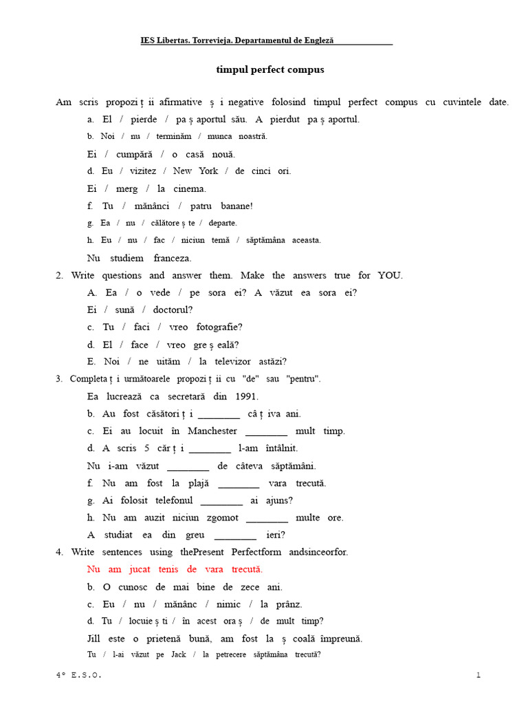 Perfectul Compus | PDF