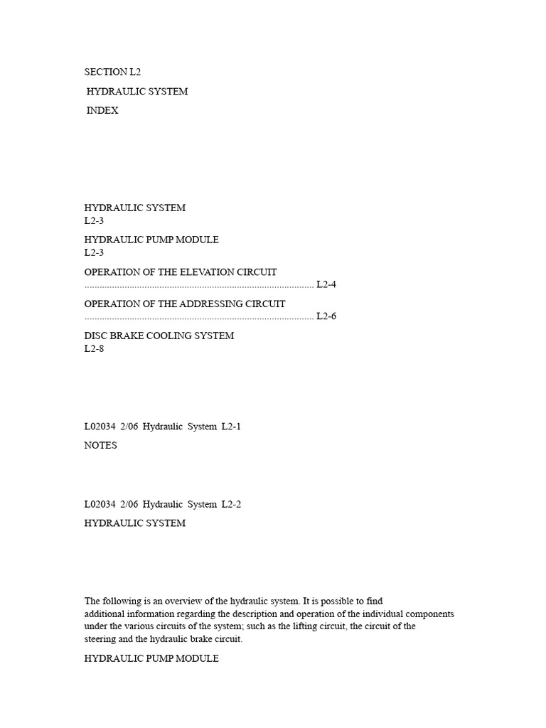 Hydraulic System Overview and Operation | PDF | Pump | Brake