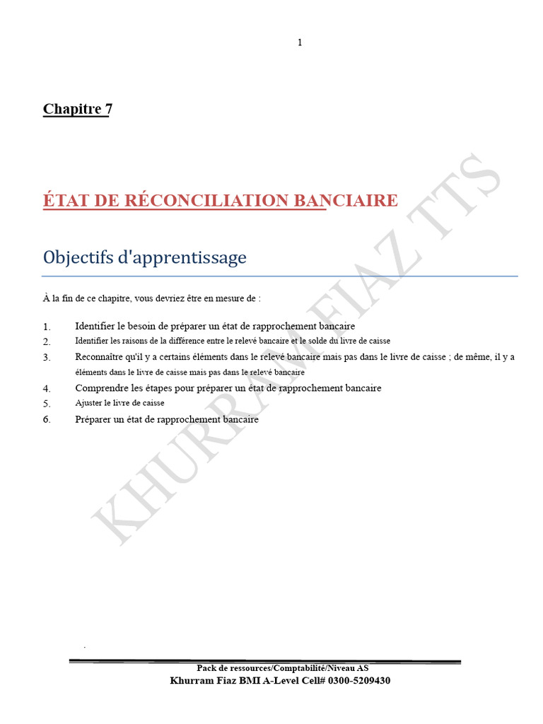 État de Rapprochement Bancaire: Guide Pratique | PDF | Banques | Chèque