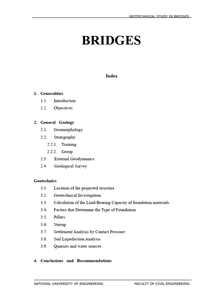 Geotechnical Study for Bridge Foundations | PDF | Geological Formation ...