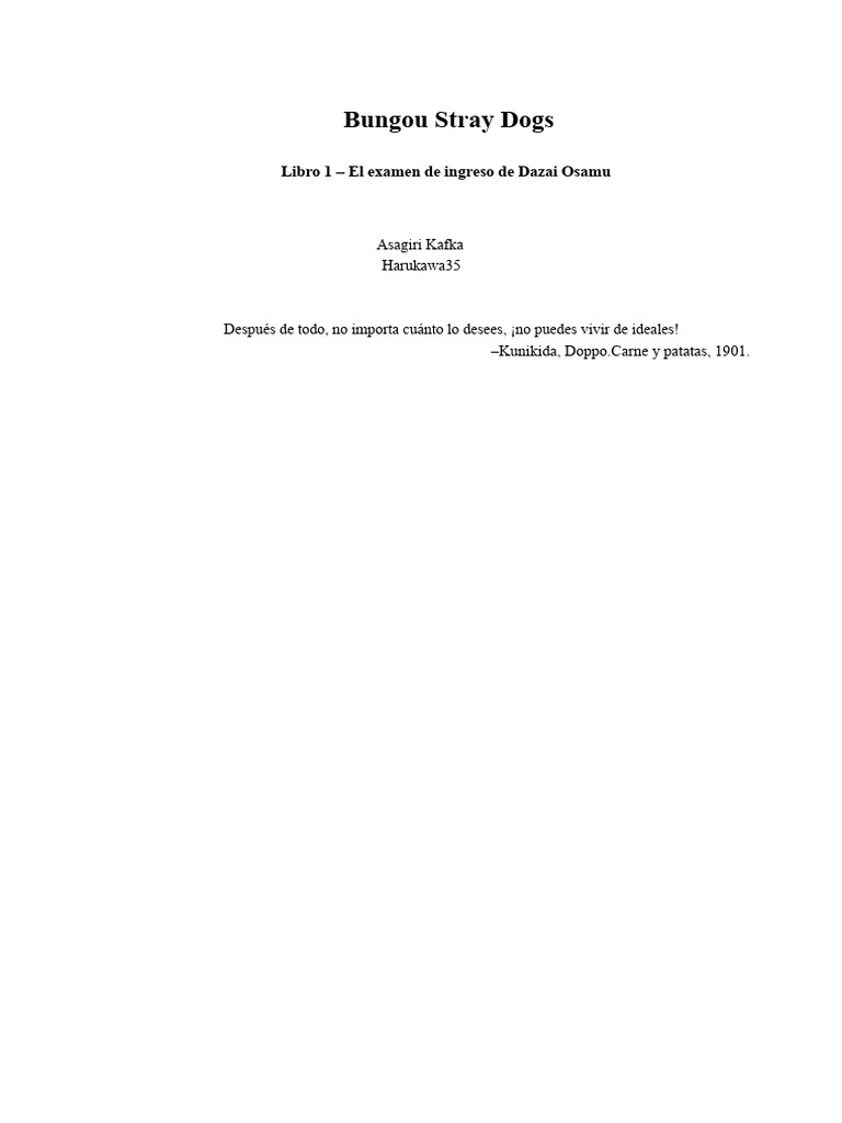 Bungou Stray Dogs Libro 1 Prólogo | PDF | Pistola