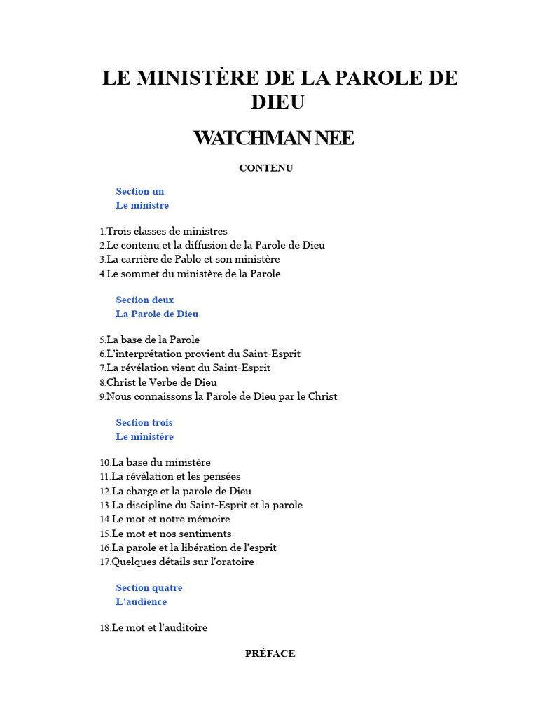 Ministres de la Parole de Dieu expliqués | PDF | Discours | Dieu
