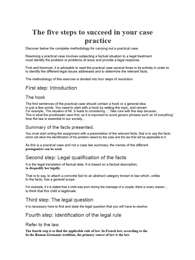 Five Steps to Solve Legal Cases | PDF