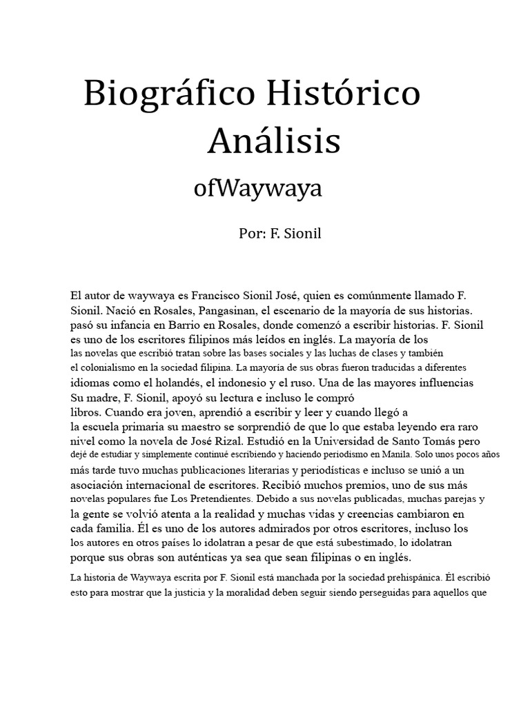 Biografía de F. Sionil y 