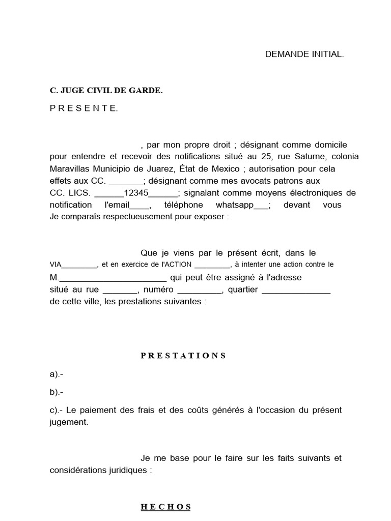 Demande initiale d'action civile | PDF | Justice | Crime et violence