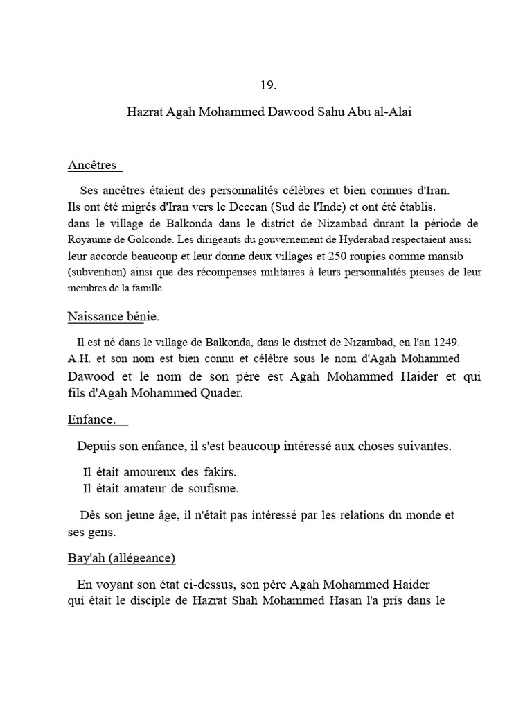 Vie et héritage d'Agah Mohammed Dawood | PDF | Soufisme