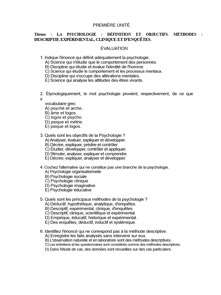 Introduction à la psychologie et ses méthodes | PDF | Psychologie | Cerveau