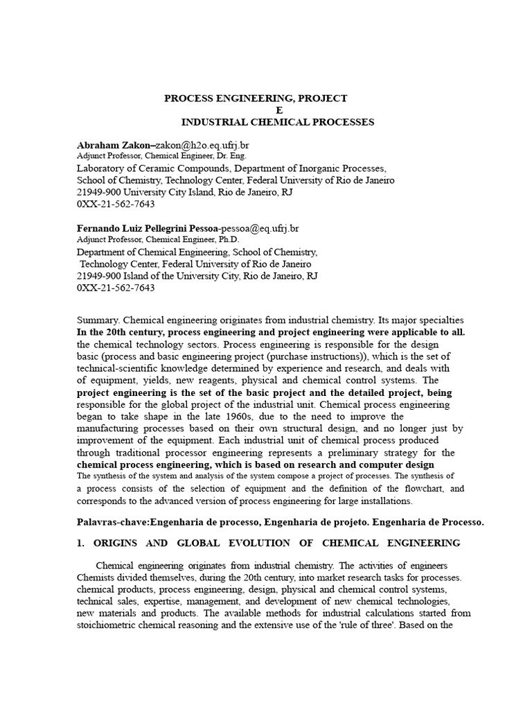 Chemical Process Engineering Overview | PDF | Engineering | Chemical ...