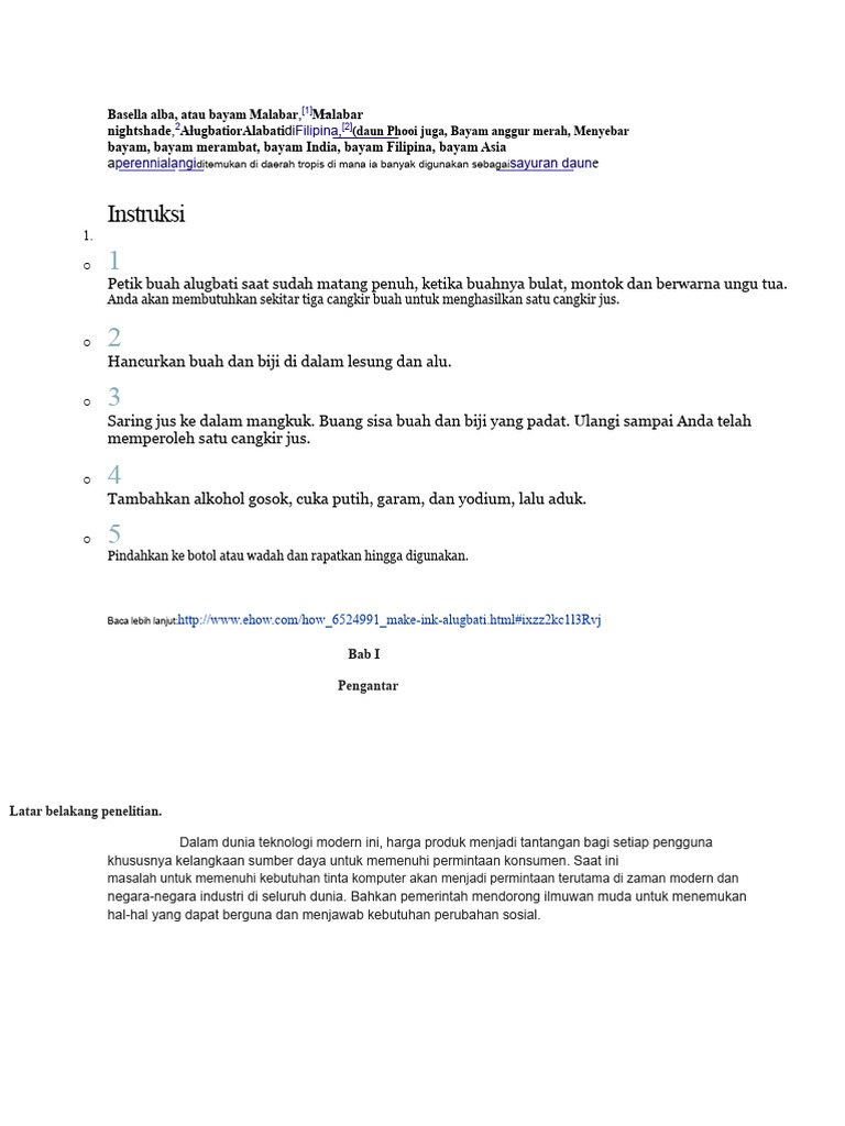 Ekstraksi Tinta Alugbati untuk Printer | PDF