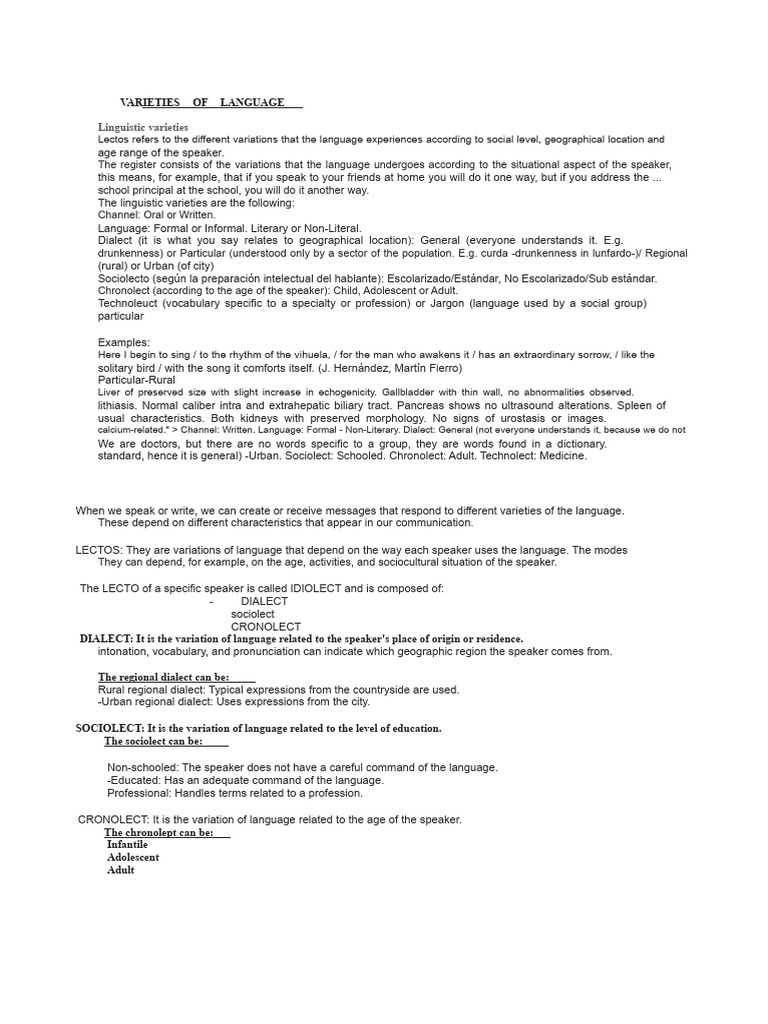 Exercises On Varieties of Language | PDF | Dialect | Communication