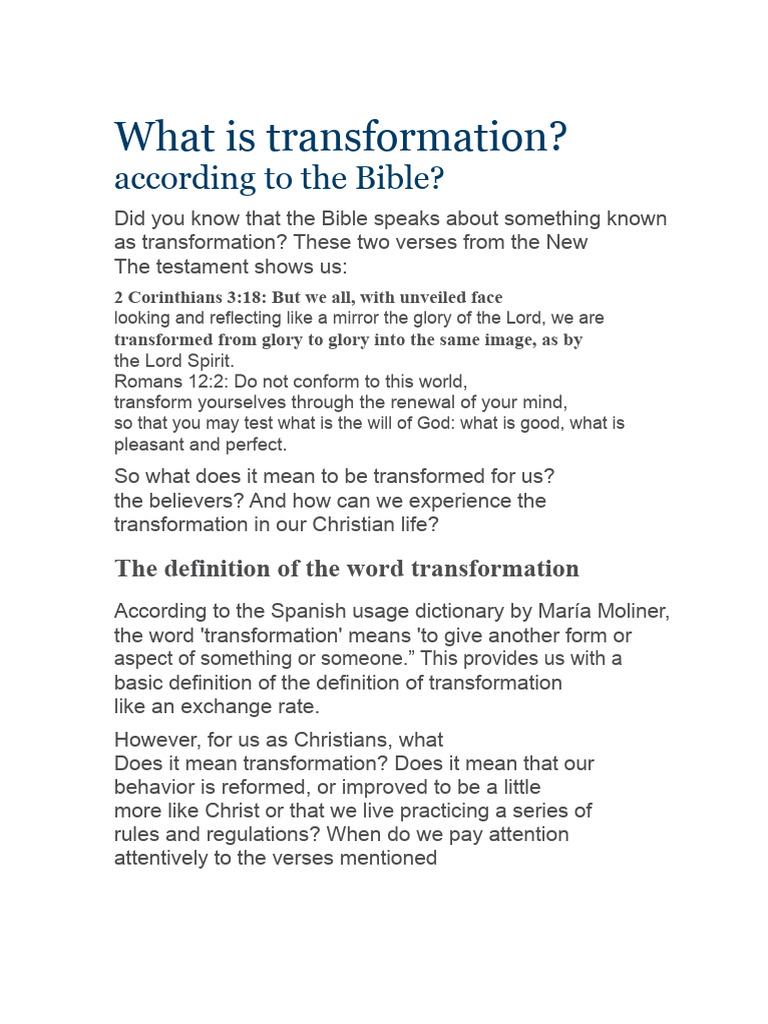 Biblical Meaning of Transformation | PDF | Jesus | Glory (Religion)