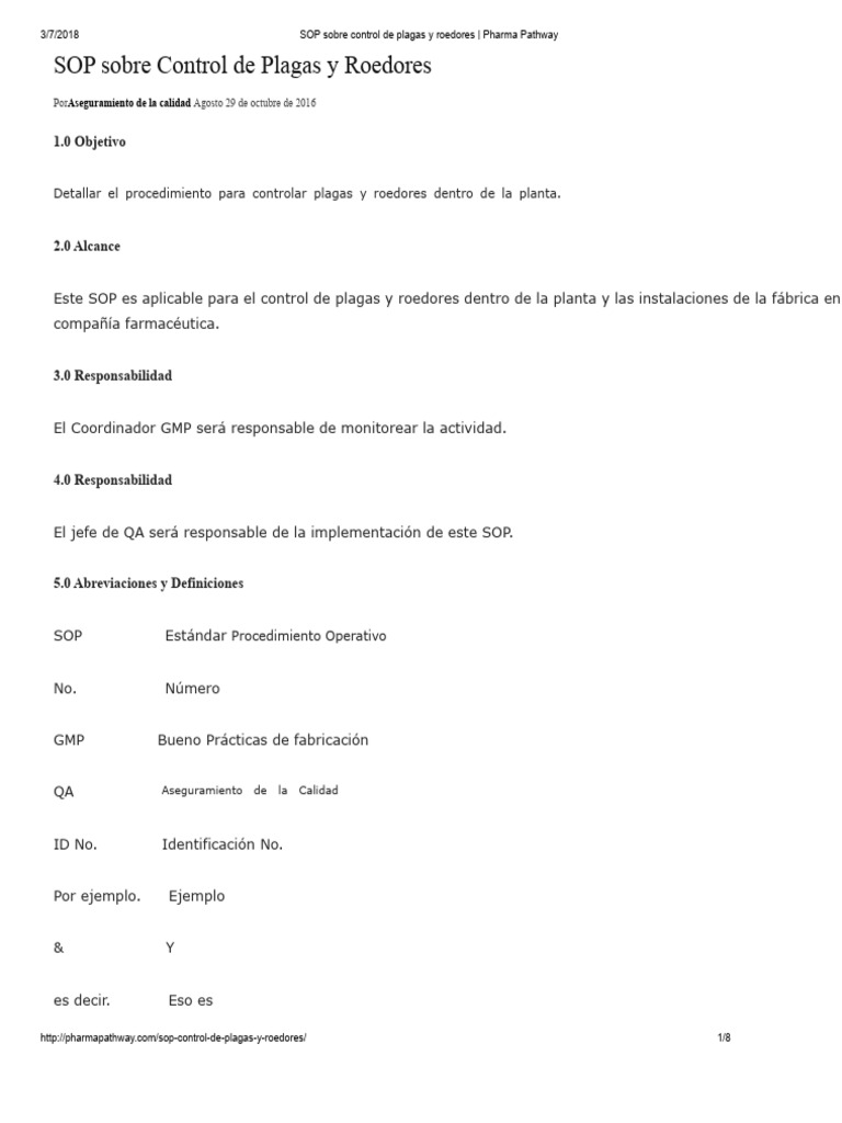 Control de Plagas y Roedores SOP | PDF | Control de plagas | Pesticida