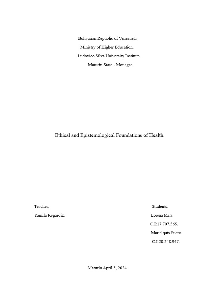 Ethical and Epistemological Health Foundations | PDF | Epistemology ...