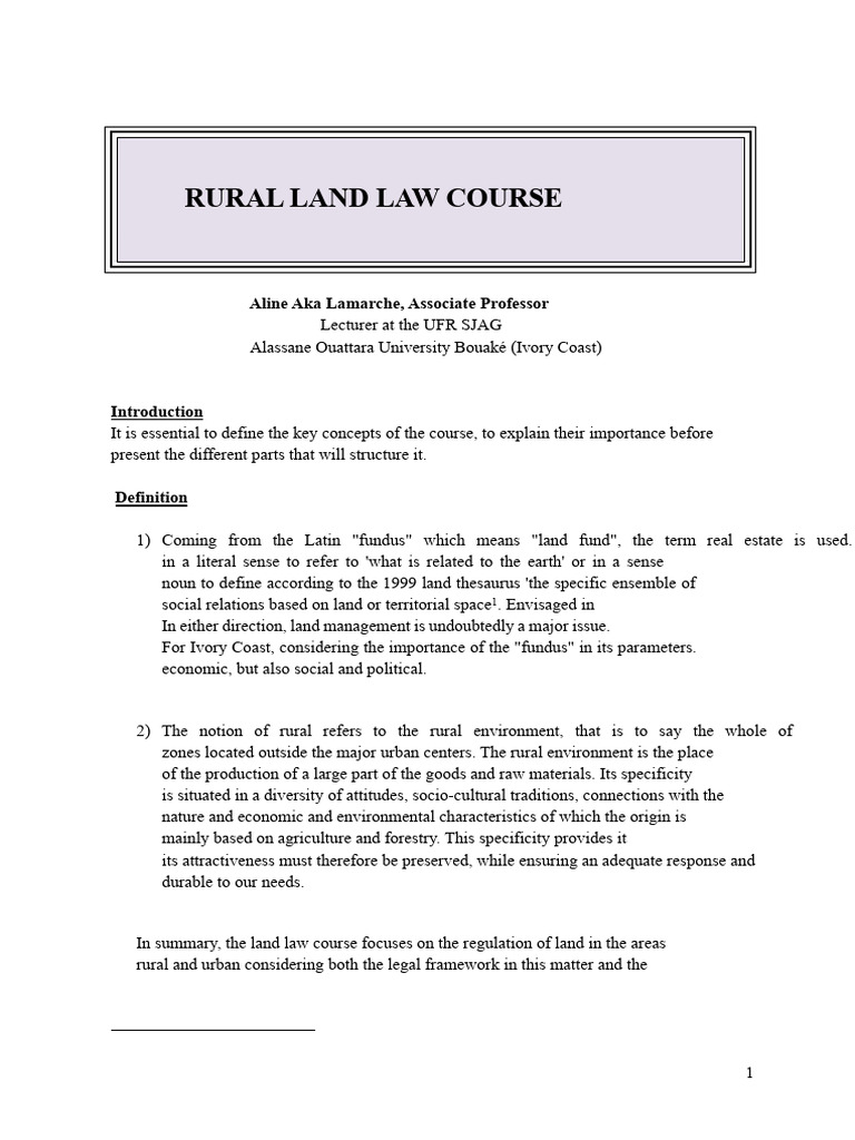 Rural Land Law Course Overview | PDF | Leasehold Estate | Lease