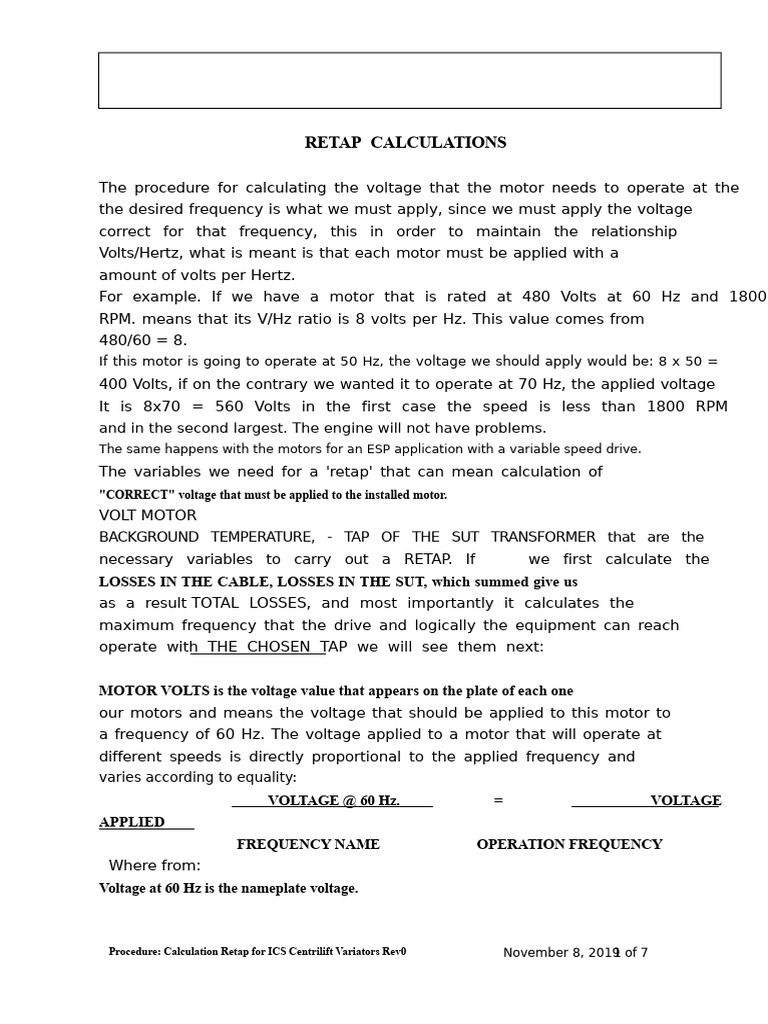 Calculation Retap For Ics Variators Centrilift | PDF | Transformer ...