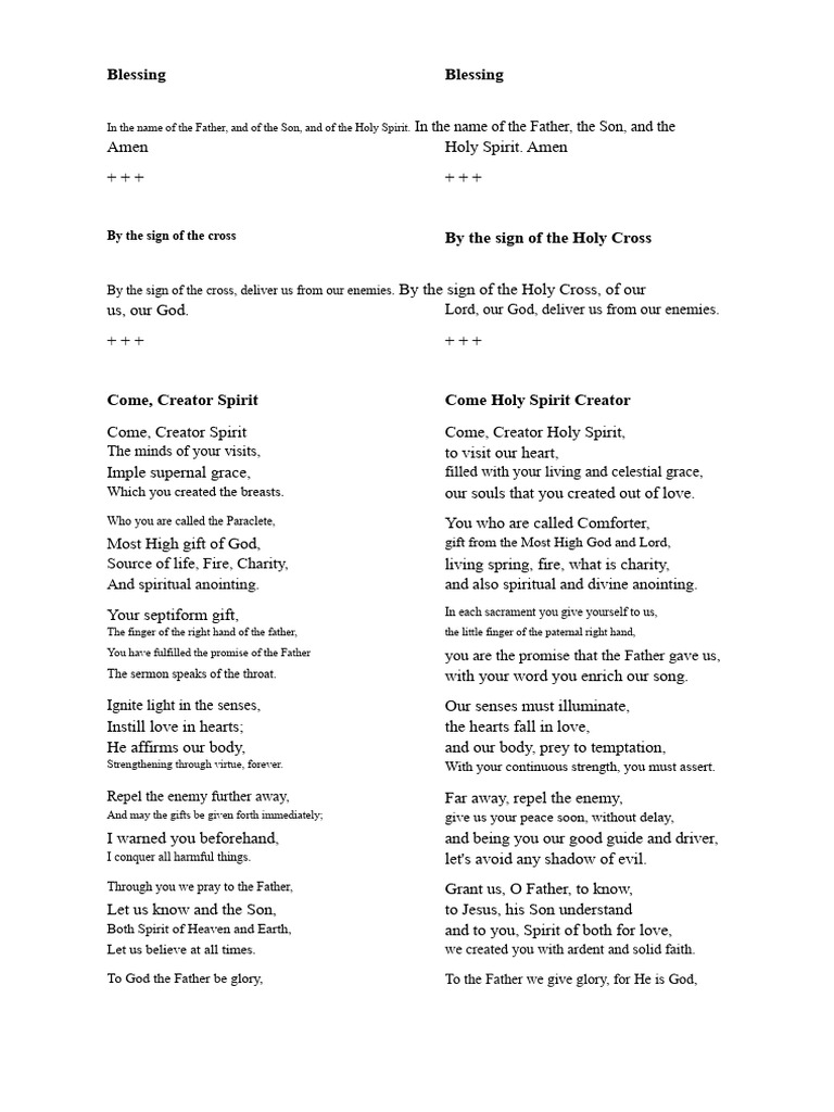 CATHOLIC PRAYERS IN LATIN - TRANSLATED.docx | PDF | God The Father ...