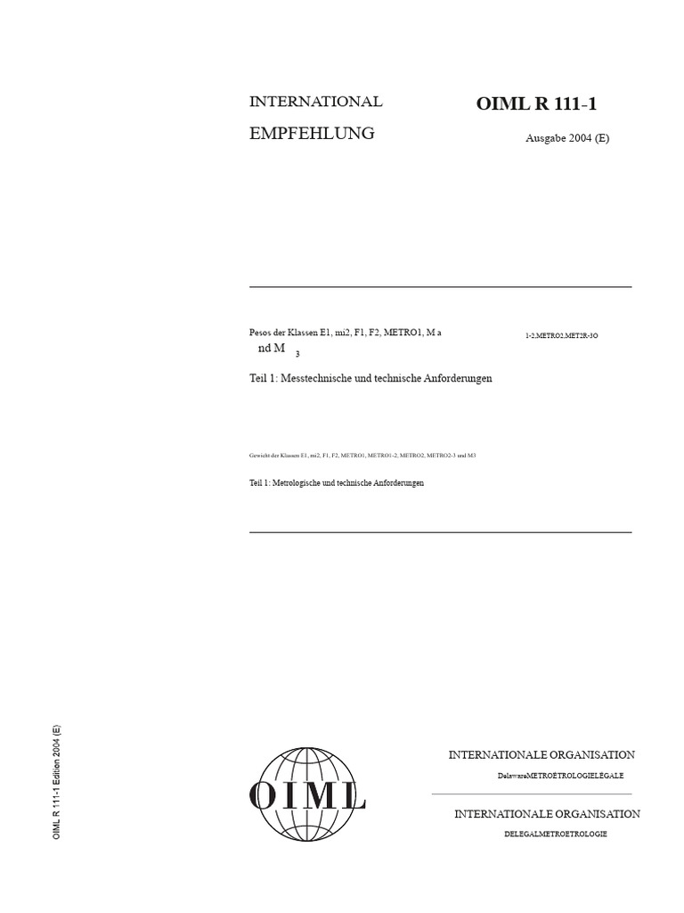 Empfehlung: OIML R 111-1 | PDF