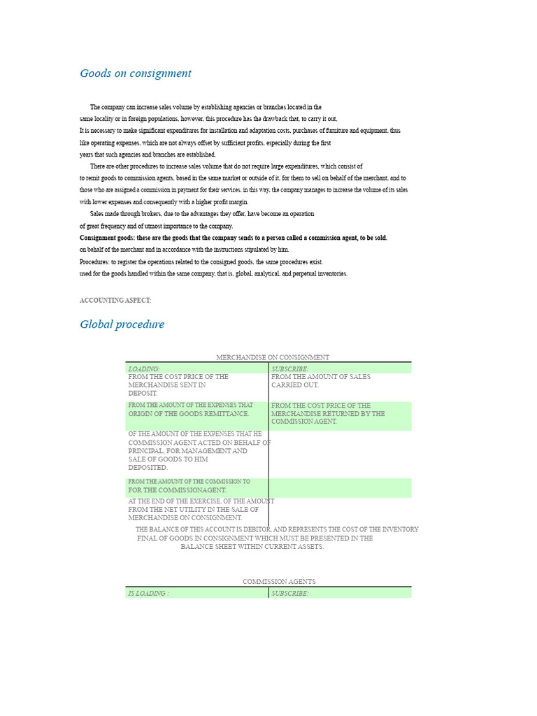 Consignment Goods Sales and Accounting Guide | PDF | Debits And Credits ...